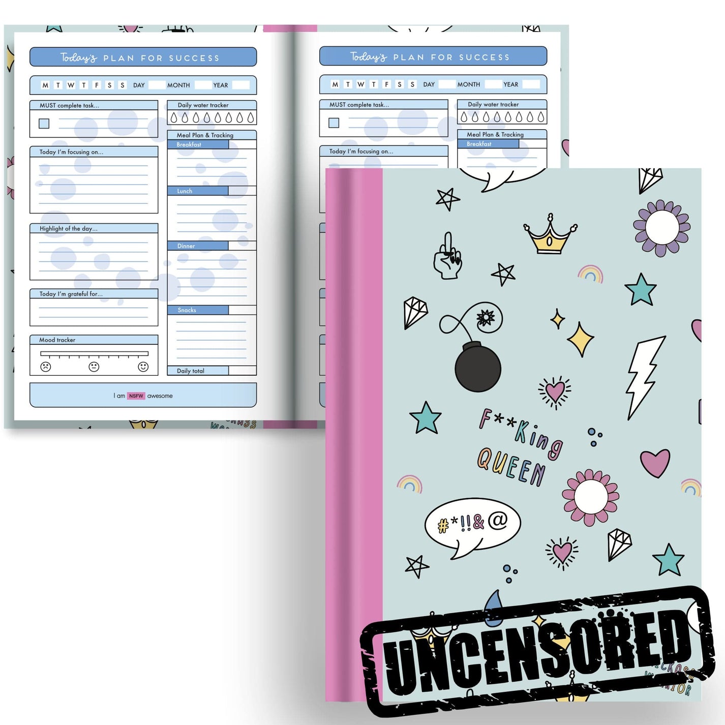 DayDot Journals A5 Notebook Affirmation Planner Inner Fire — Rude - A5 Hardback Notebook