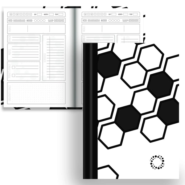 Monochrome -  A5 Hardback Notebook - Daily Planner