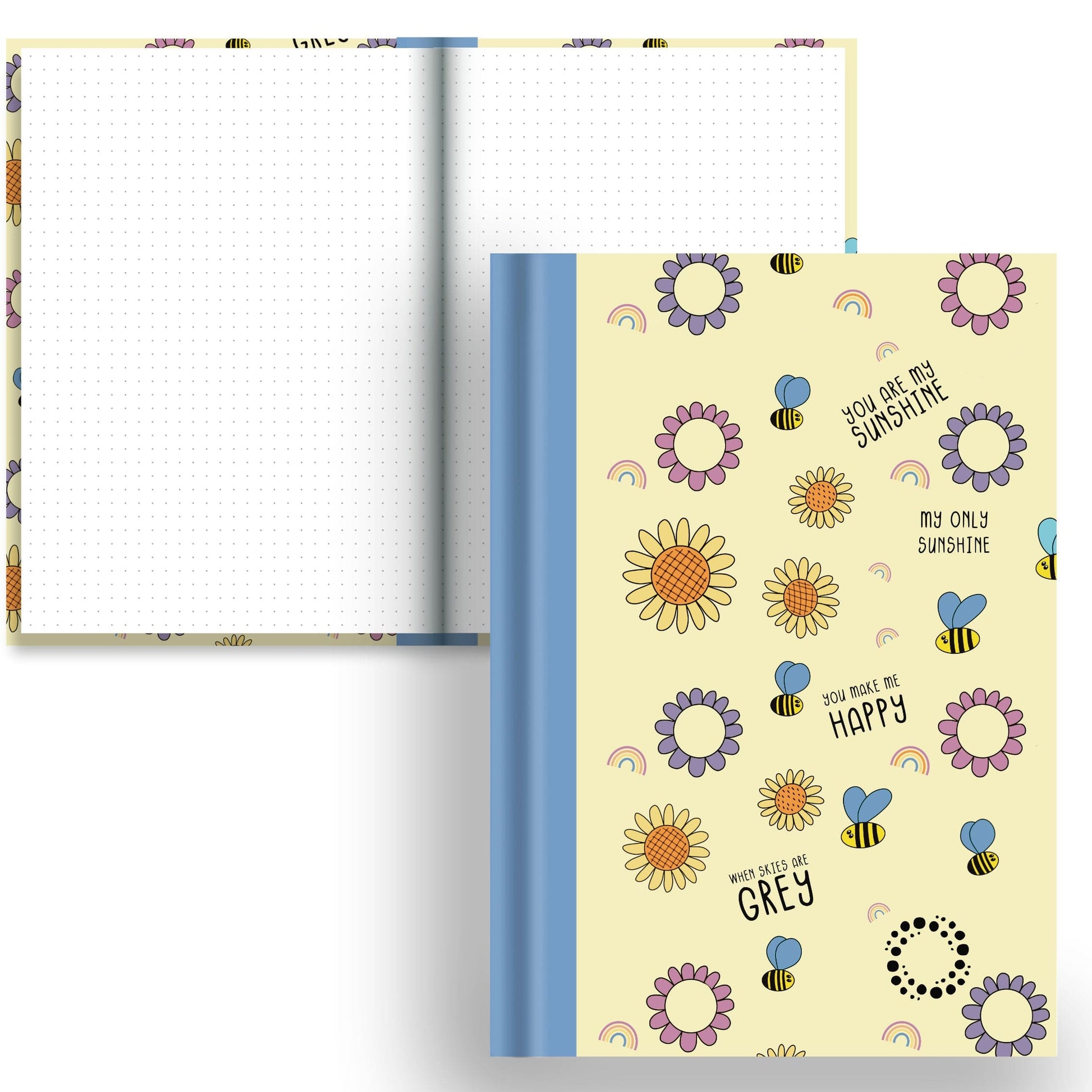 Bee Happy -  A5 Hardback Notebook - Dot Grid