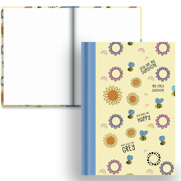 Bee Happy -  A5 Hardback Notebook - Dot Grid