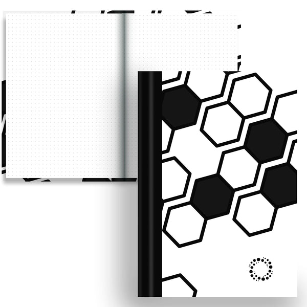 Monochrome -  A5 Hardback Notebook - Dot Grid