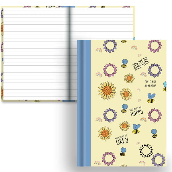 Bee Happy -  A5 Hardback Notebook - Lined Paper