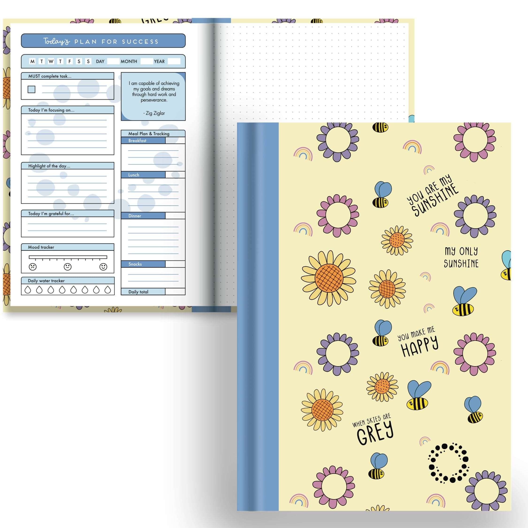 Bee Happy -  A5 Hardback Notebook - Motivational Planner