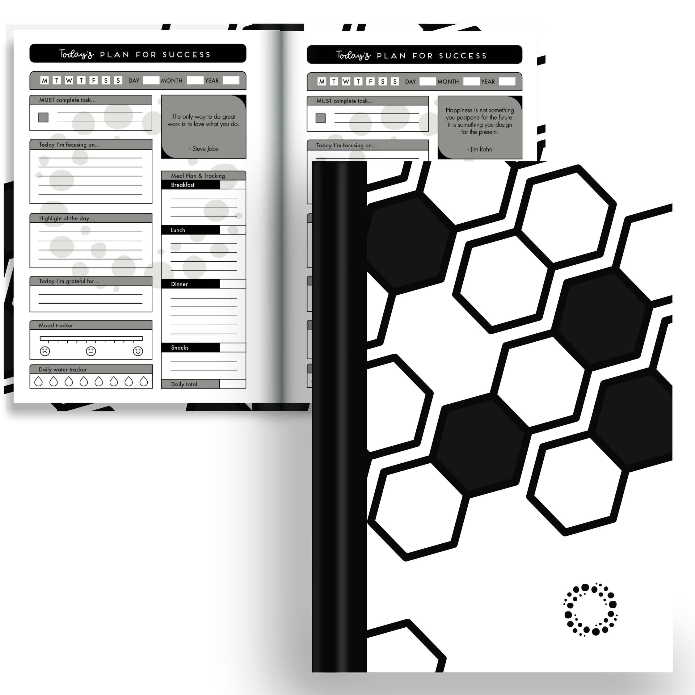 Monochrome -  A5 Hardback Notebook - Motivational Planner