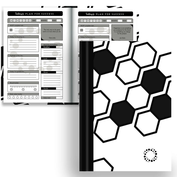 Monochrome -  A5 Hardback Notebook - Motivational Planner